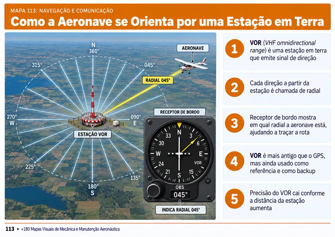 Mapa 113: Como a Aeronave se Orienta por uma Estação em Terra