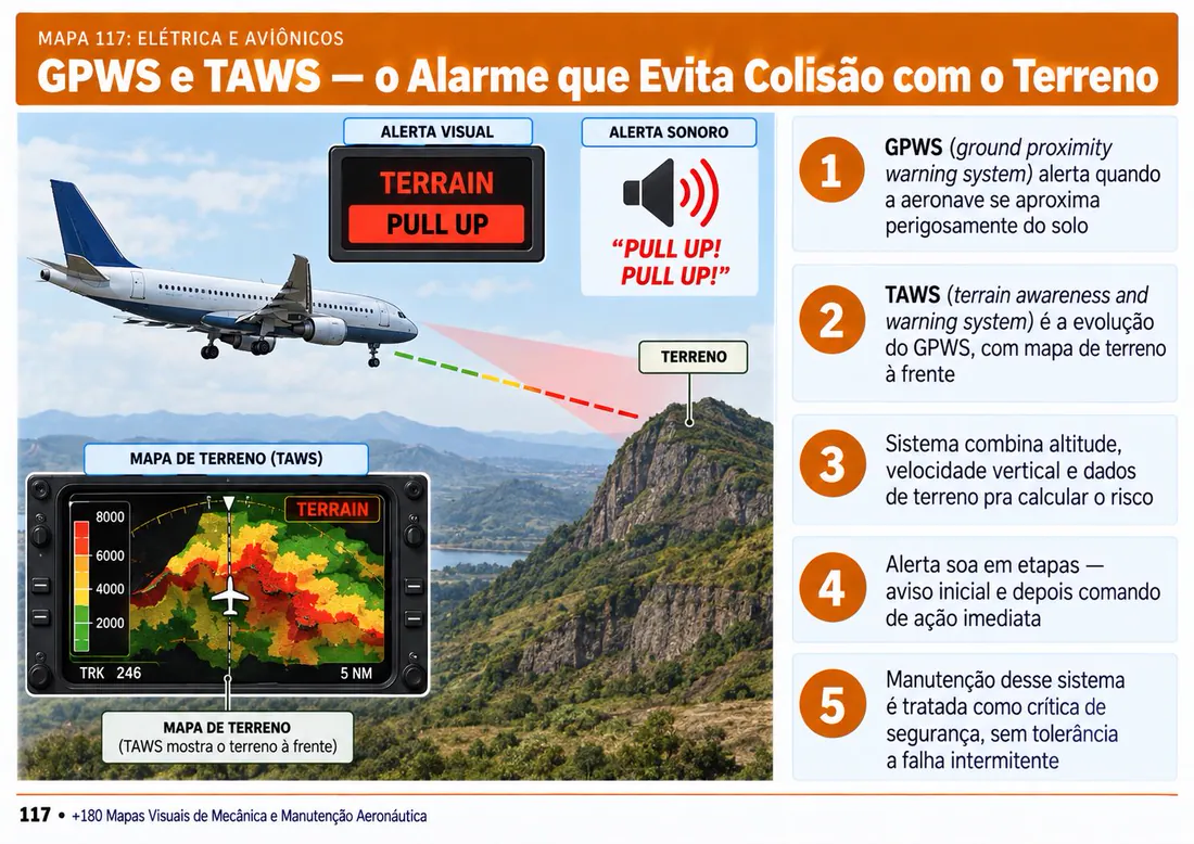 Mapa 117: GPWS e TAWS — o Alarme que Evita Colisão com o Terreno