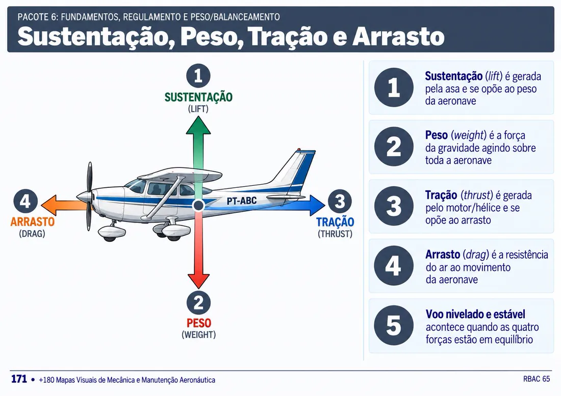 Mapa 171: Sustentação, Peso, Tração e Arrasto